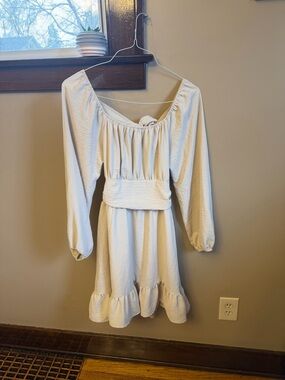 Cottage-core Long-Sleeve Ruffled Hem Dress